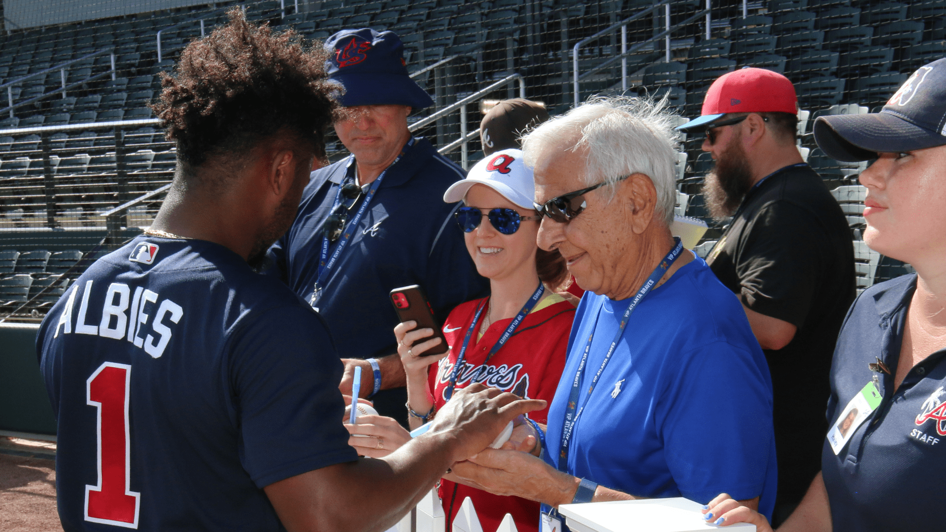 Ozzie Albies chatting with fans