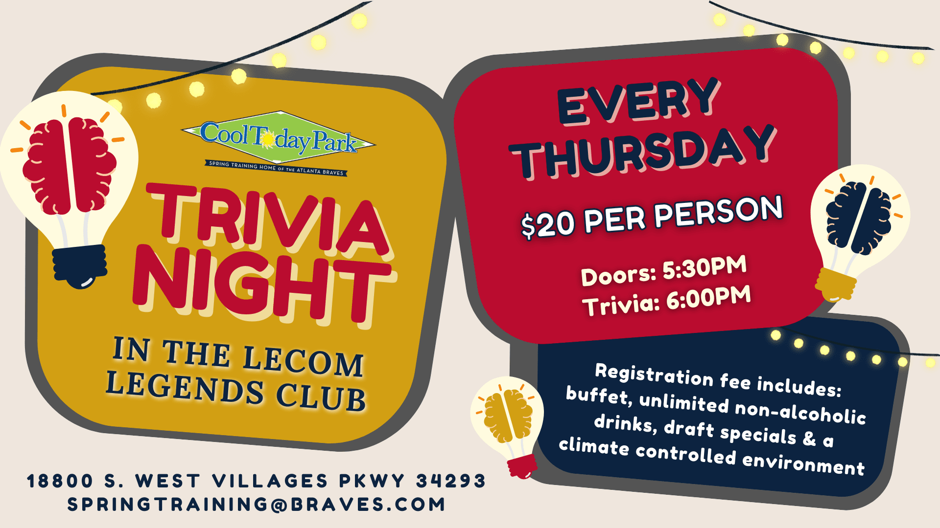Trivia Night at CoolToday Park in the LECOM Legends Club every Thursday